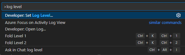 VS Code Set Log Level