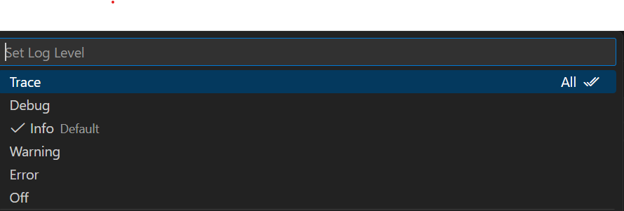 VS Code Log Level Options