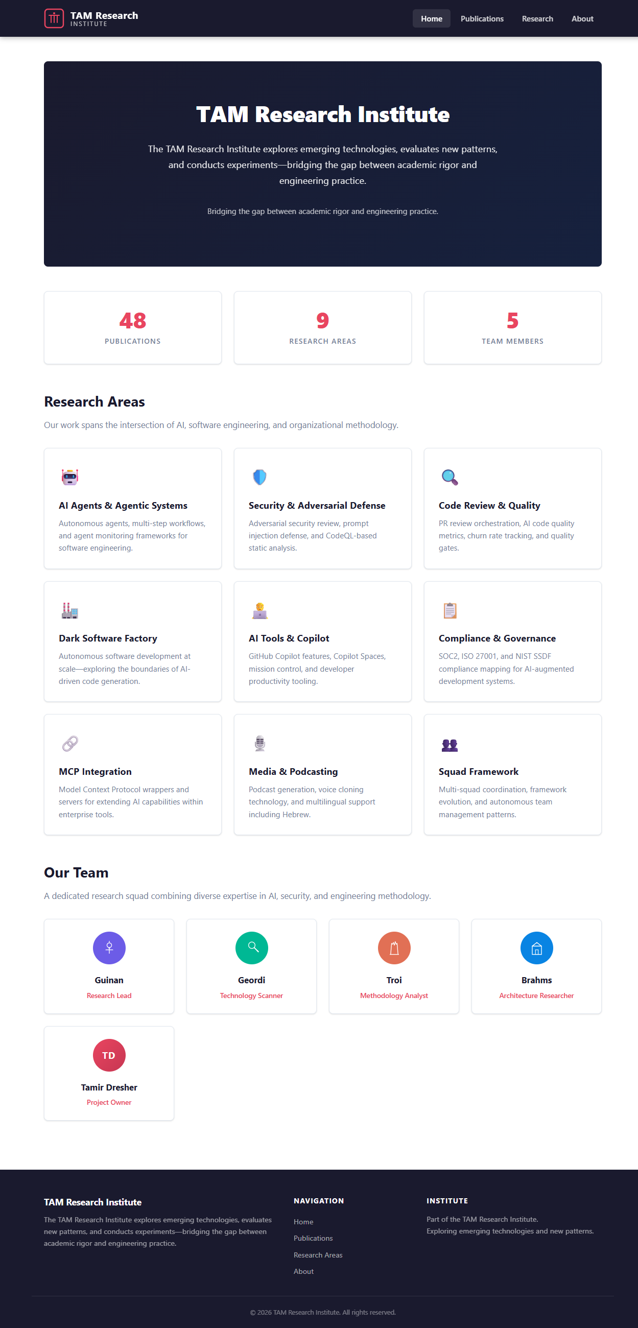 TAM Research Institute website