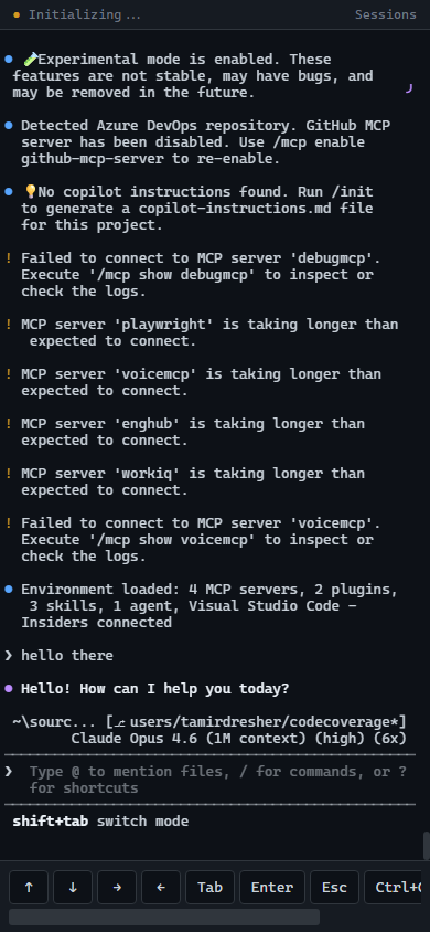 Copilot CLI running in the browser via xterm.js