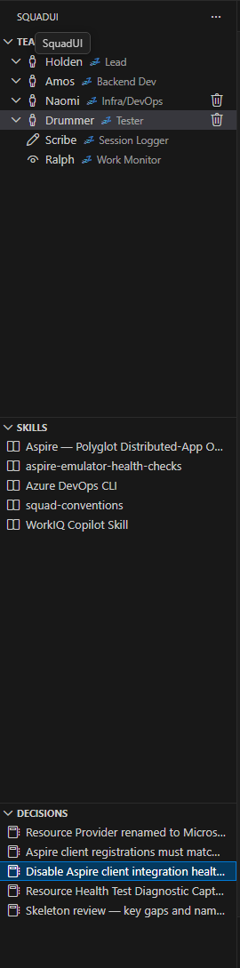 SquadUI extension in VS Code