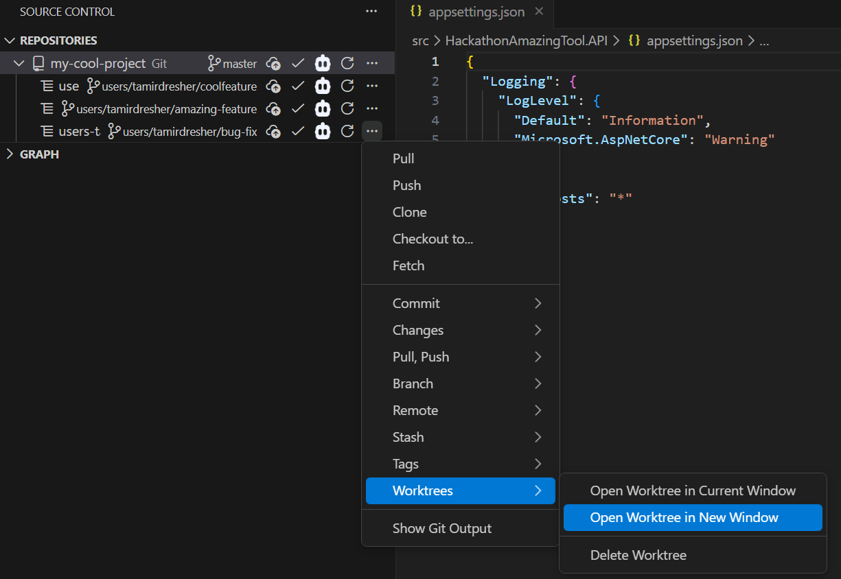 Open Worktree in New Window