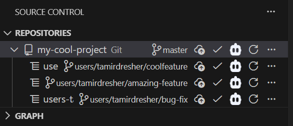 Worktrees View in Repository Pane